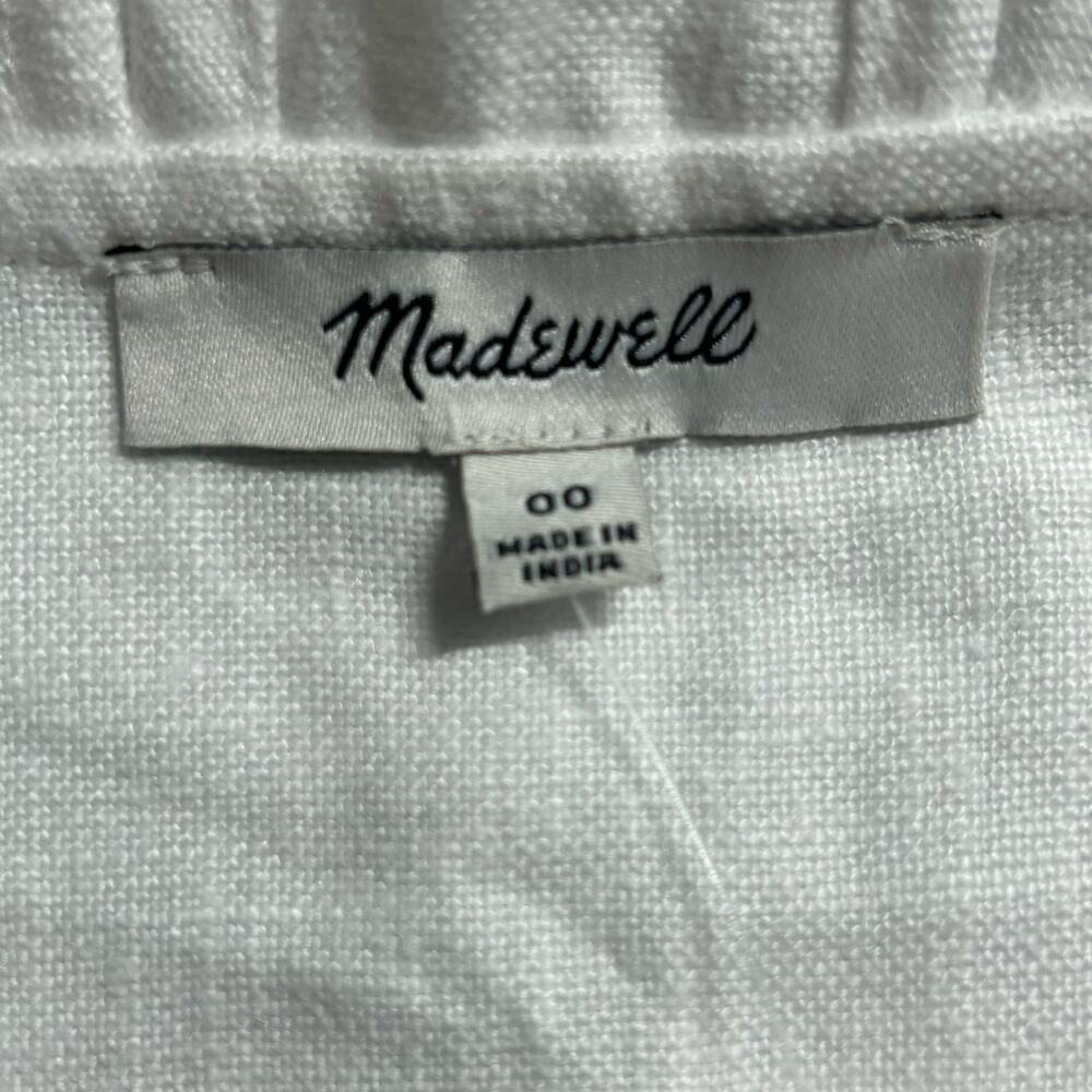Madewell Women's Embroidered Tank Dress Linen White Square Neck Size 00 NEW Flaw - Picture 9 of 11
